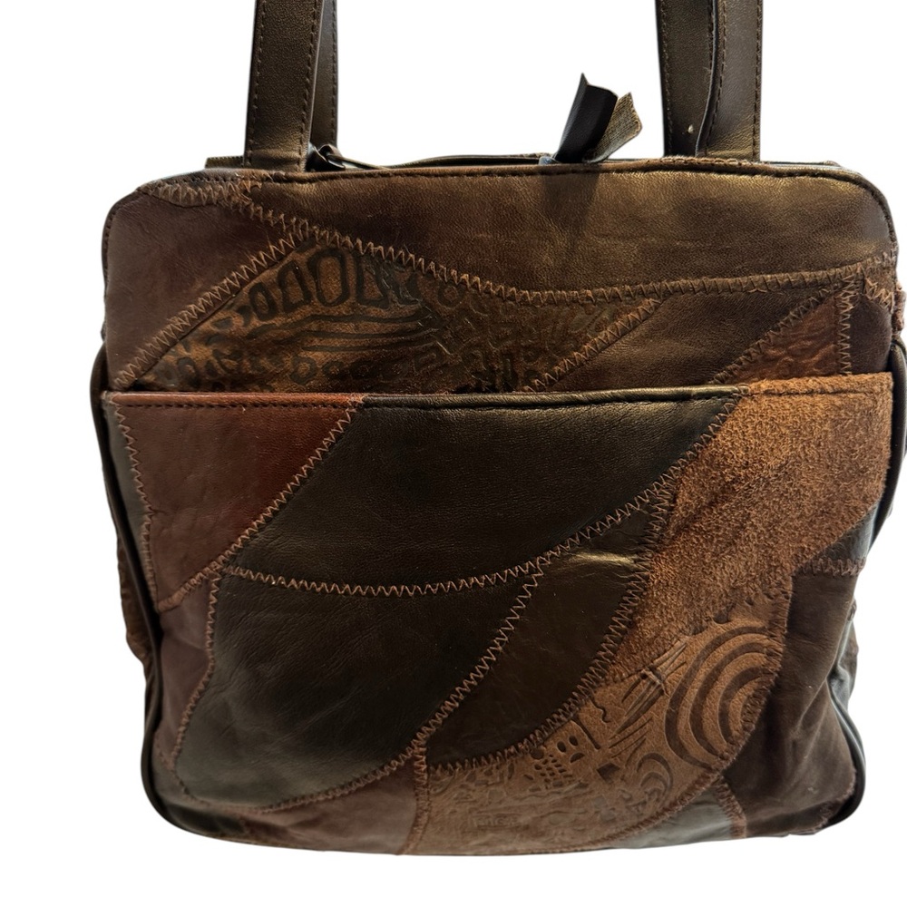 Brown Leather Vintage Patchwork Shoulder Bag